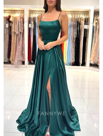 FannyWe - Vestidos de fiesta sencillos de corte A, estilo imperio, formales, largos hasta el suelo, sin mangas, escote corazón, de seda sintética, sin espalda y con pliegues, para mascarada 