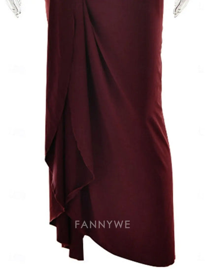 FannyWe - Vestido de fiesta sencillo de corte A, para carnaval, vacaciones, largo hasta el suelo, manga larga, cuello alto, poliéster con pliegues 