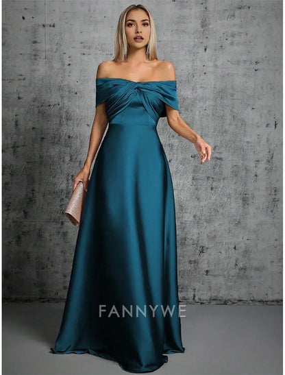 FannyWe Vestidos de Quinceañera Sencillos de Corte A, Elegantes, Formales, para Bodas, Largos, Sin Mangas, Hombros Descubiertos, Satén con Pliegues 