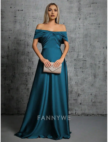 FannyWe Vestidos de Quinceañera Sencillos de Corte A, Elegantes, Formales, para Bodas, Largos, Sin Mangas, Hombros Descubiertos, Satén con Pliegues 