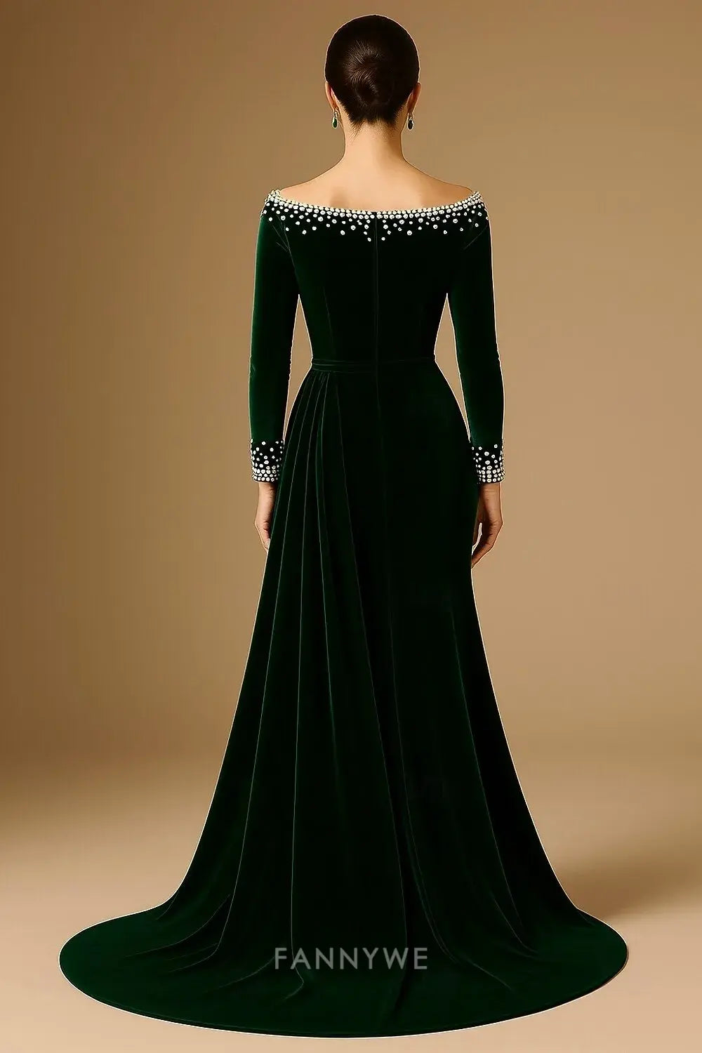 A-Line Sheath / Column Sweep / Brush Train Evening Gown Ball Gown with Overskirt Formal Dress Elegant Glittering Celebrity Style Long Sleeve Off Shoulder Garden Party Wedding Satin Stretch Satin with