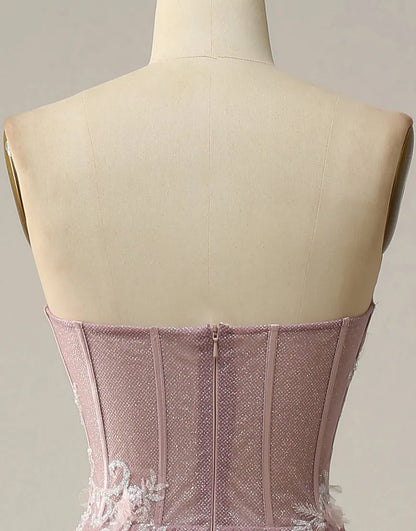 A-Linie, herzförmiger Ausschnitt, langes Ballkleid mit Applikationen