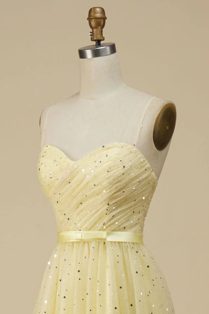 A-Line Sweetheart Tulle Homecoming Dress With Sequin