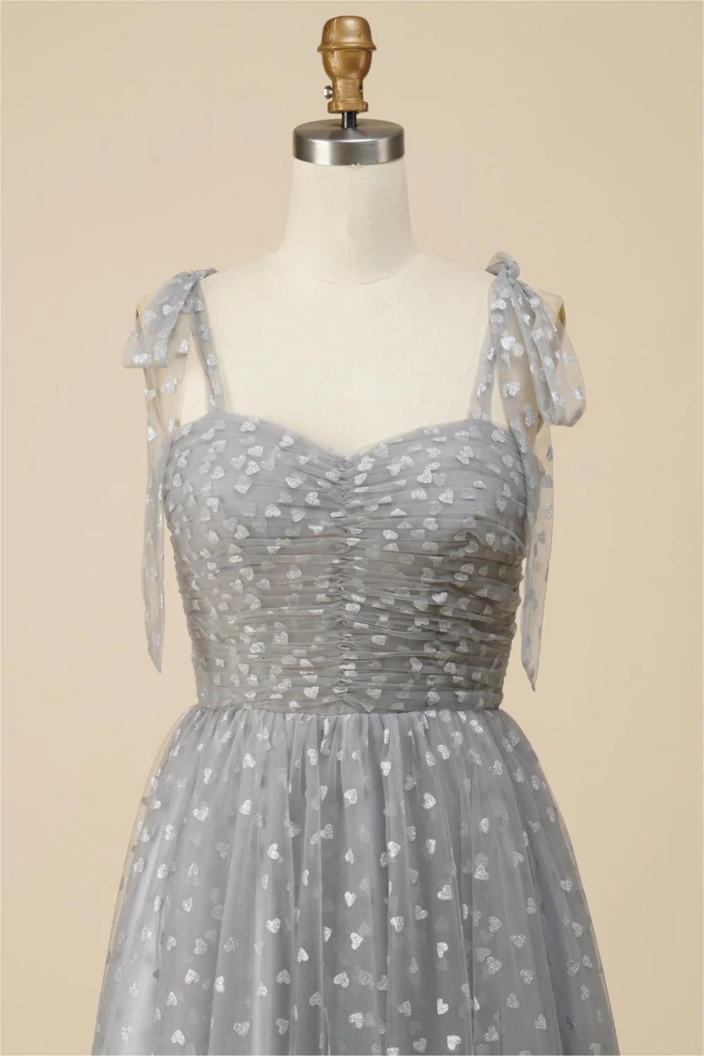 A-Linie Teelanges Partykleid aus Tüll mit Spaghettiträgern