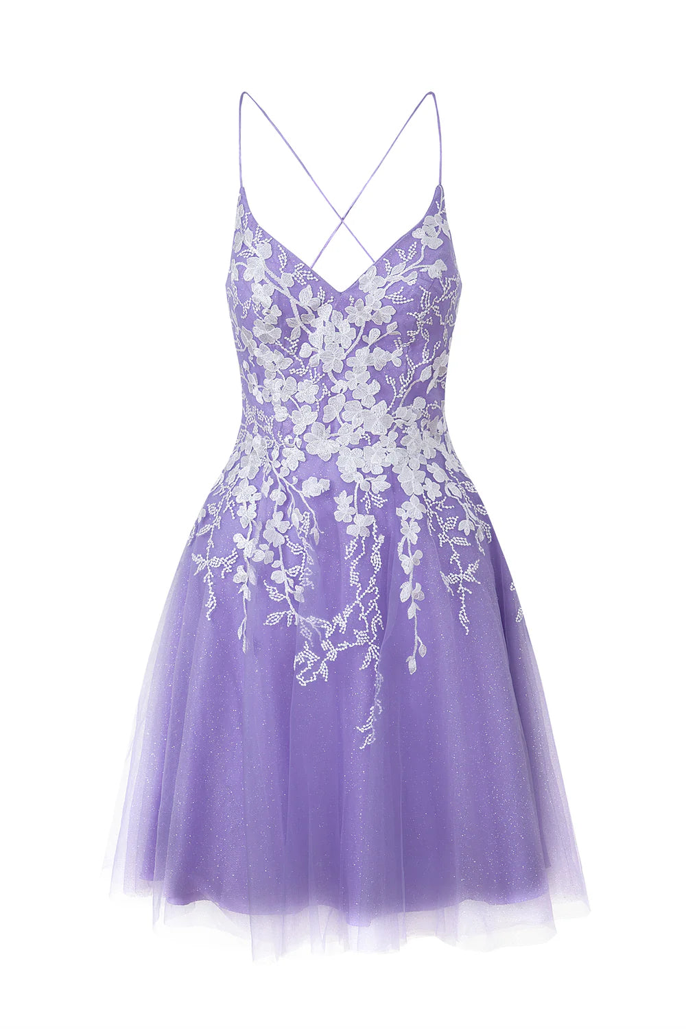 Aline Short Glitter Tulle Homecoming Dress with Appliques
