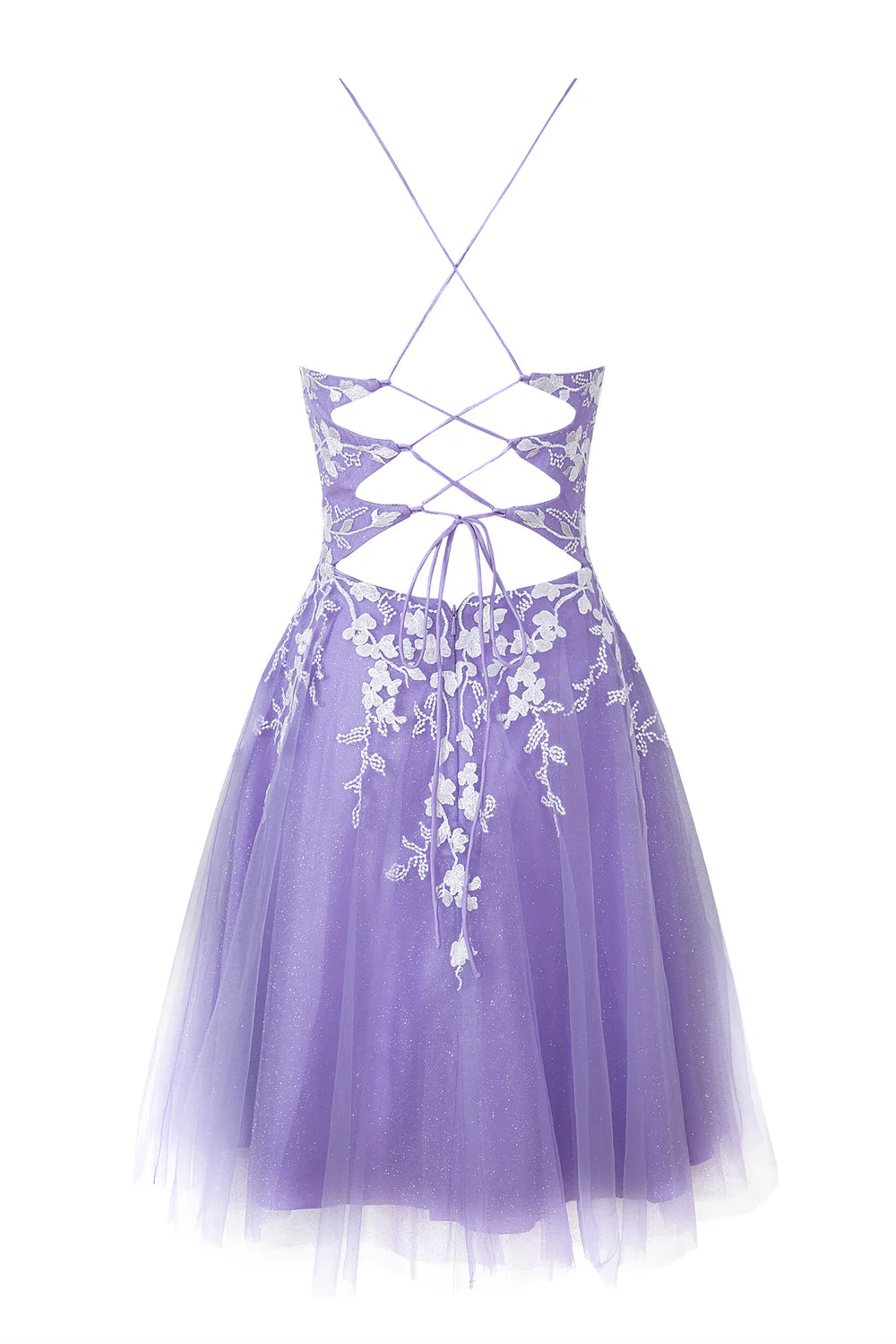 Aline Short Glitter Tulle Homecoming Dress with Appliques