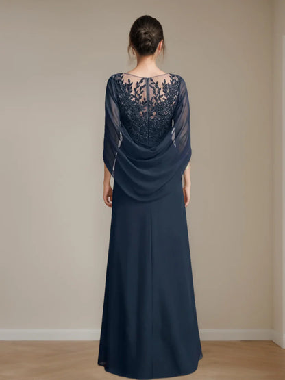 A-Line Princess Sequins Scoop Floor-Length Mother of the Bride Dresses with Pleated
