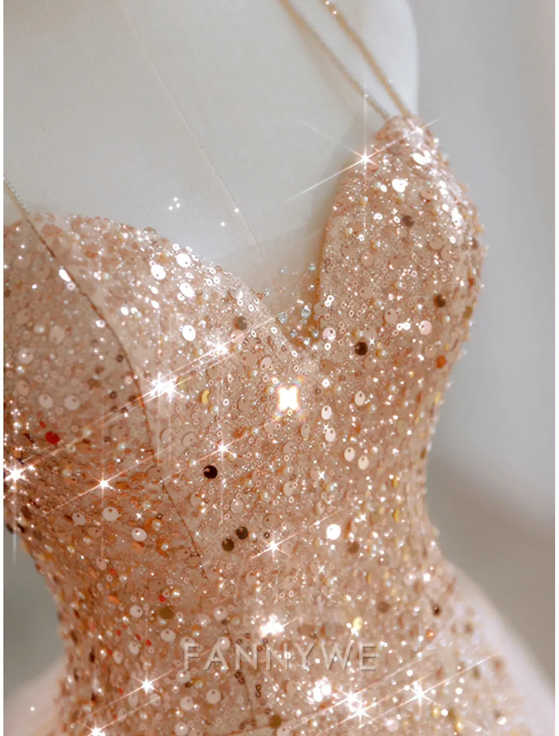 FannyWe Simple Beach Wedding A-Line Prom Dresses Sparkle & Shine Dress Wedding Guest Sweet 16 Floor Length Sleeveless Sweetheart Tulle with Sequin Masquerade Dress