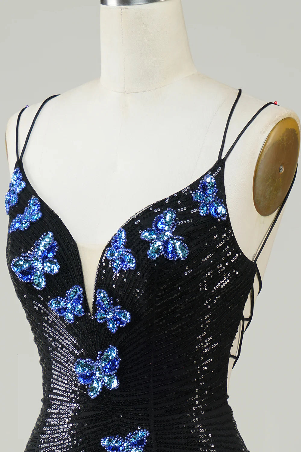 Glitter Tight Homecoming Dress with Sequins Butterflies