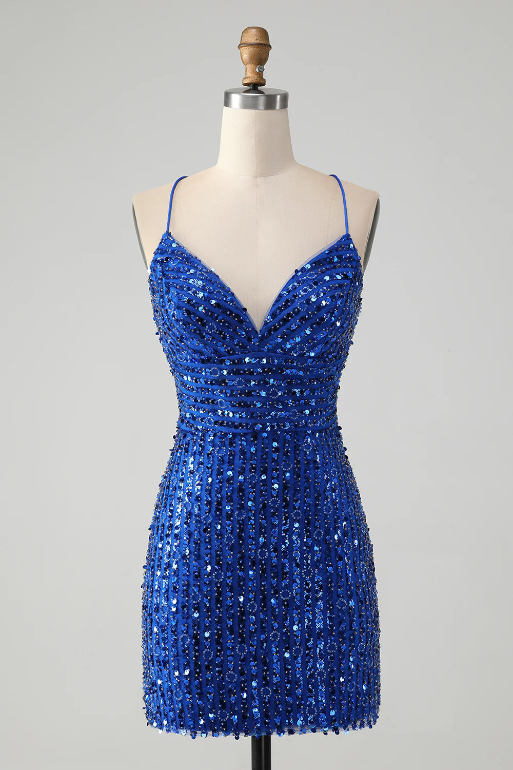 Sparkly Tight Sequins Short Homecoming Dress with Lace Up Back
