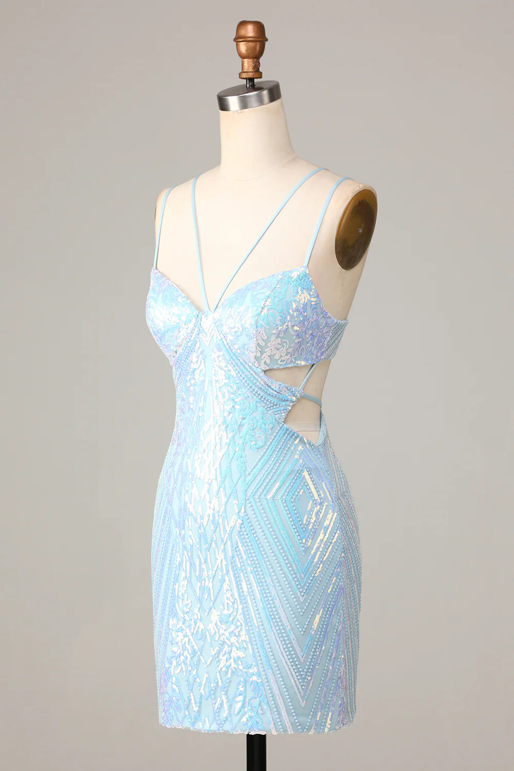 Bodycon Spaghetti Straps Sequins Short Homecoming Dress