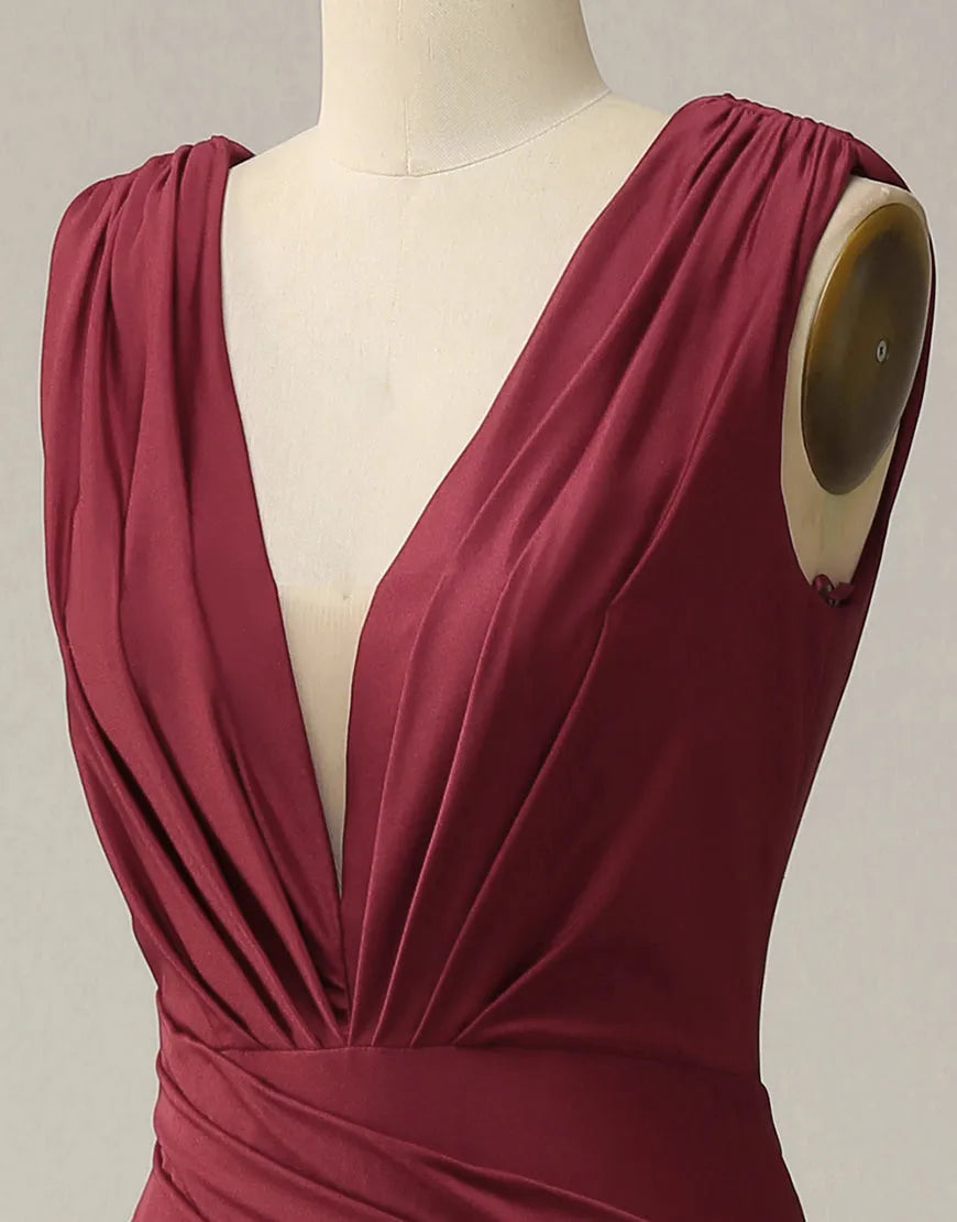 Meerjungfrau-Ballkleid mit V-Ausschnitt, lang, glitzernd und plissiert