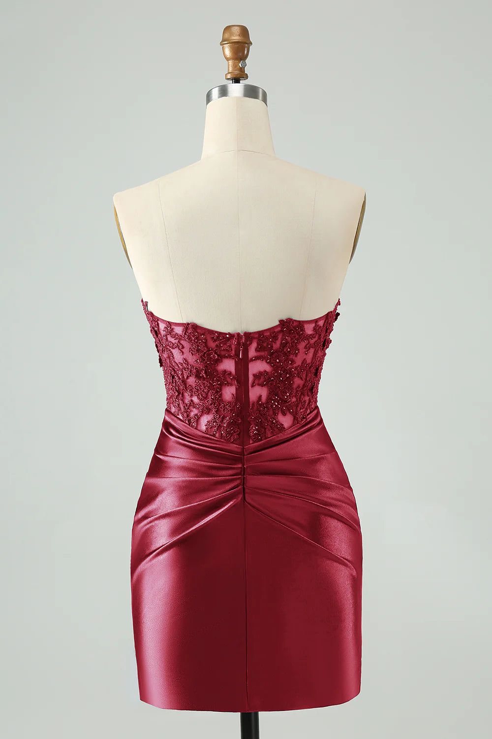 Sparkly Bodycon Strapless Hollow Out Homecoming Dress with Lace