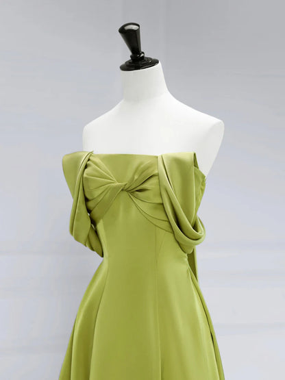 A-Line Off Shoulder Satin Prom Dress