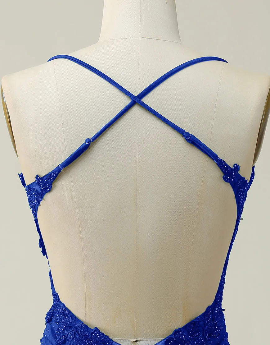 Spaghetti Straps Lace Top Body Homecoming Dress