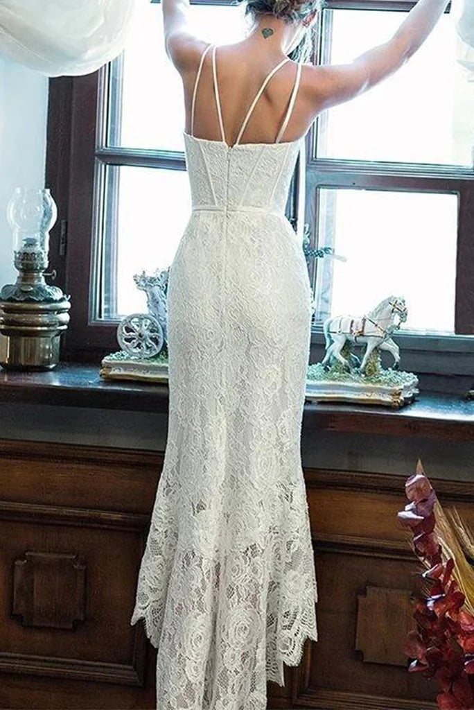 Lace Off Sheath Bride Dresses Lace Simple Wedding Dresses