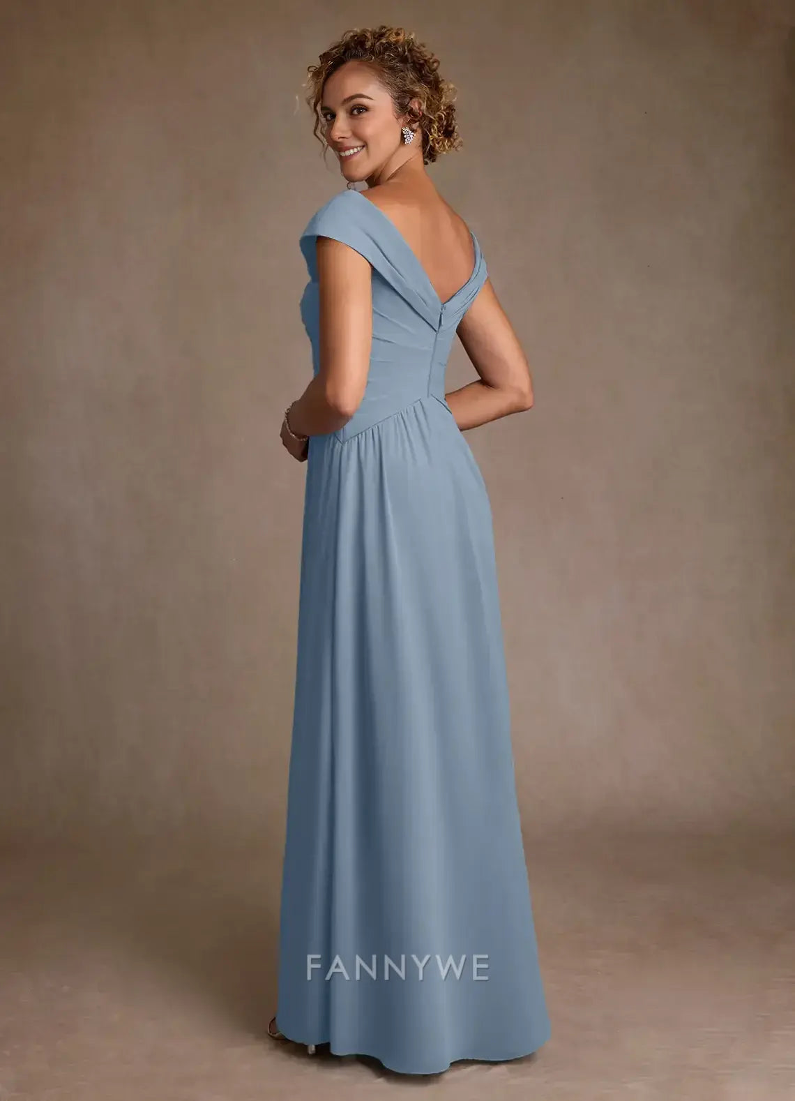 Elegant Off-Shoulder Ruched Chiffon A-Line Maxi Dress Mother of the Bride Dress