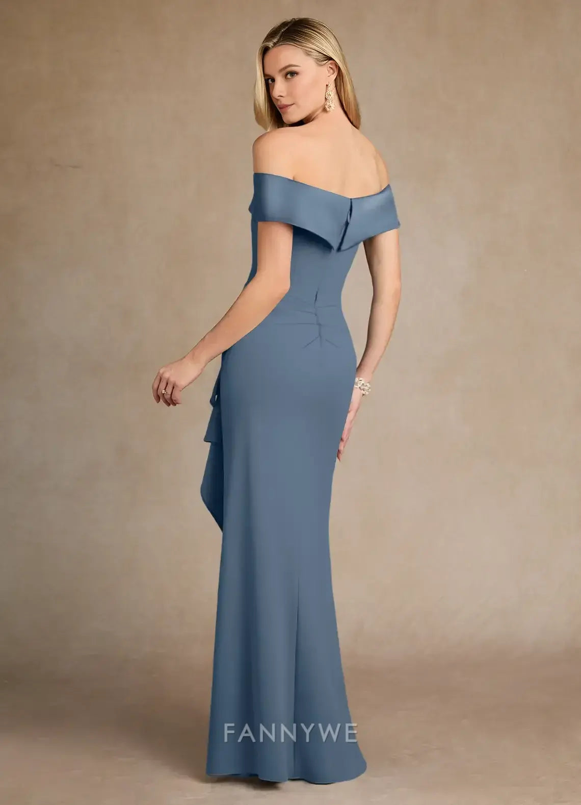 Elegant Off-Shoulder Ruffled Mermaid Floor-Length Maxi Dress Mother of the Bride Dress