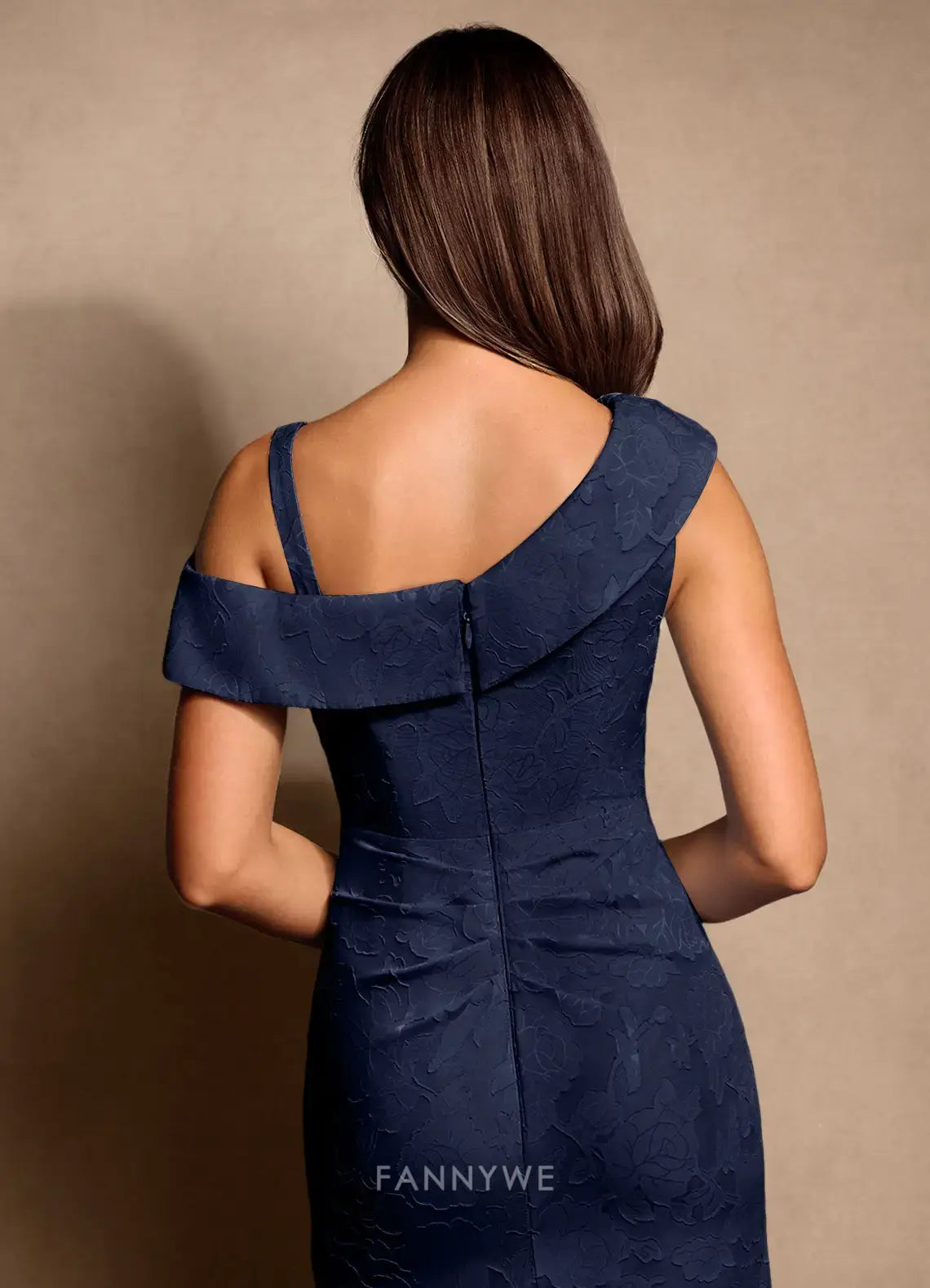 Elegant One-Shoulder Ruffled Floral Brocade Mermaid Maxi Dress Mother of the Bride Dress