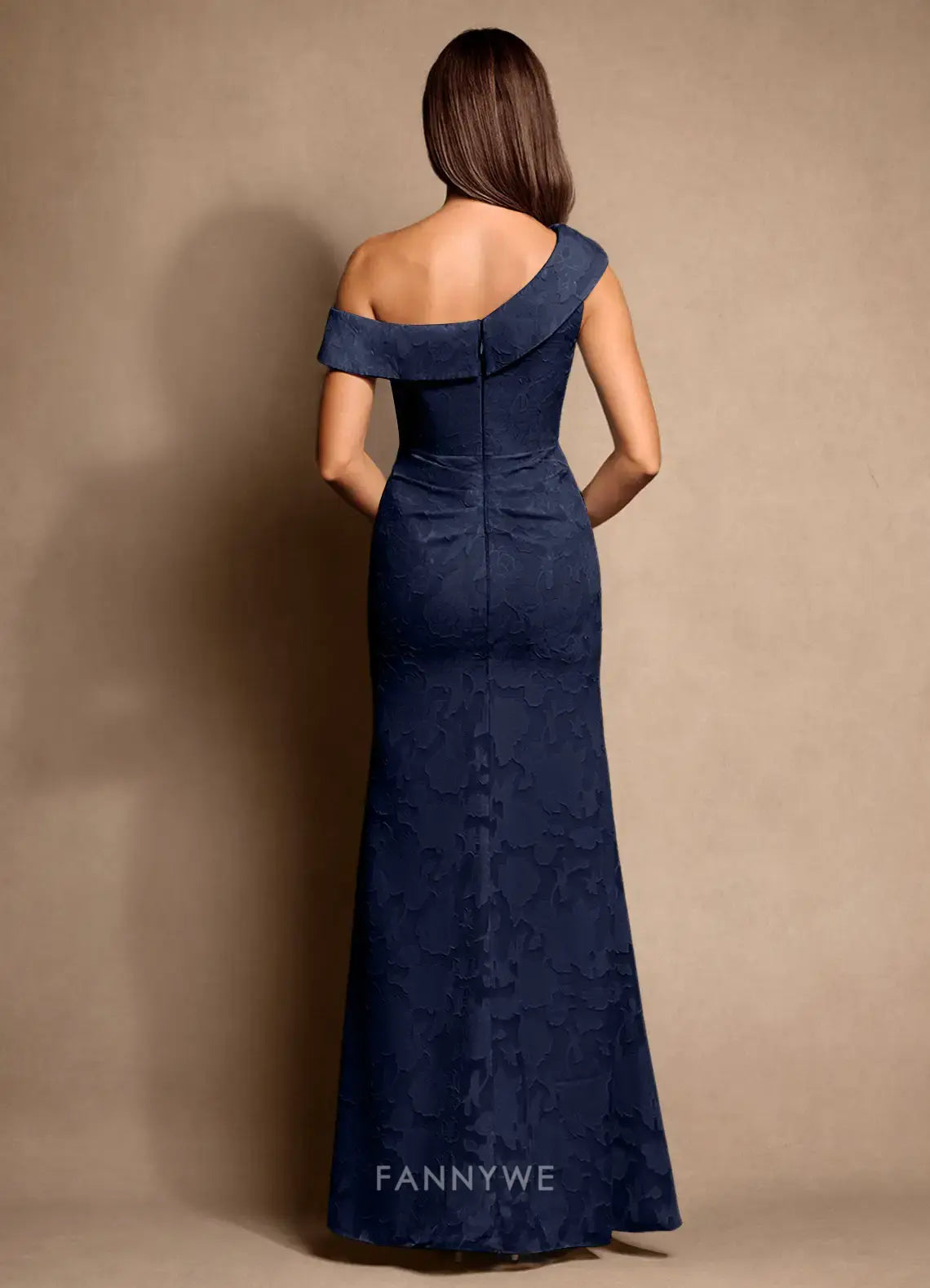 Elegant One-Shoulder Ruffled Floral Brocade Mermaid Maxi Dress Mother of the Bride Dress