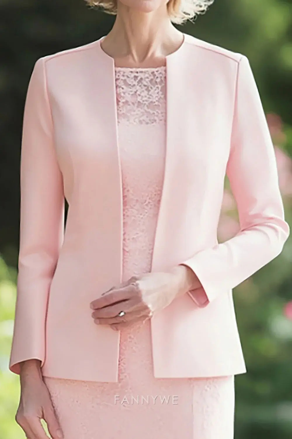Elegant Pink Lace Sheath Dress with Matching Jacket Mother of the Bride Dress