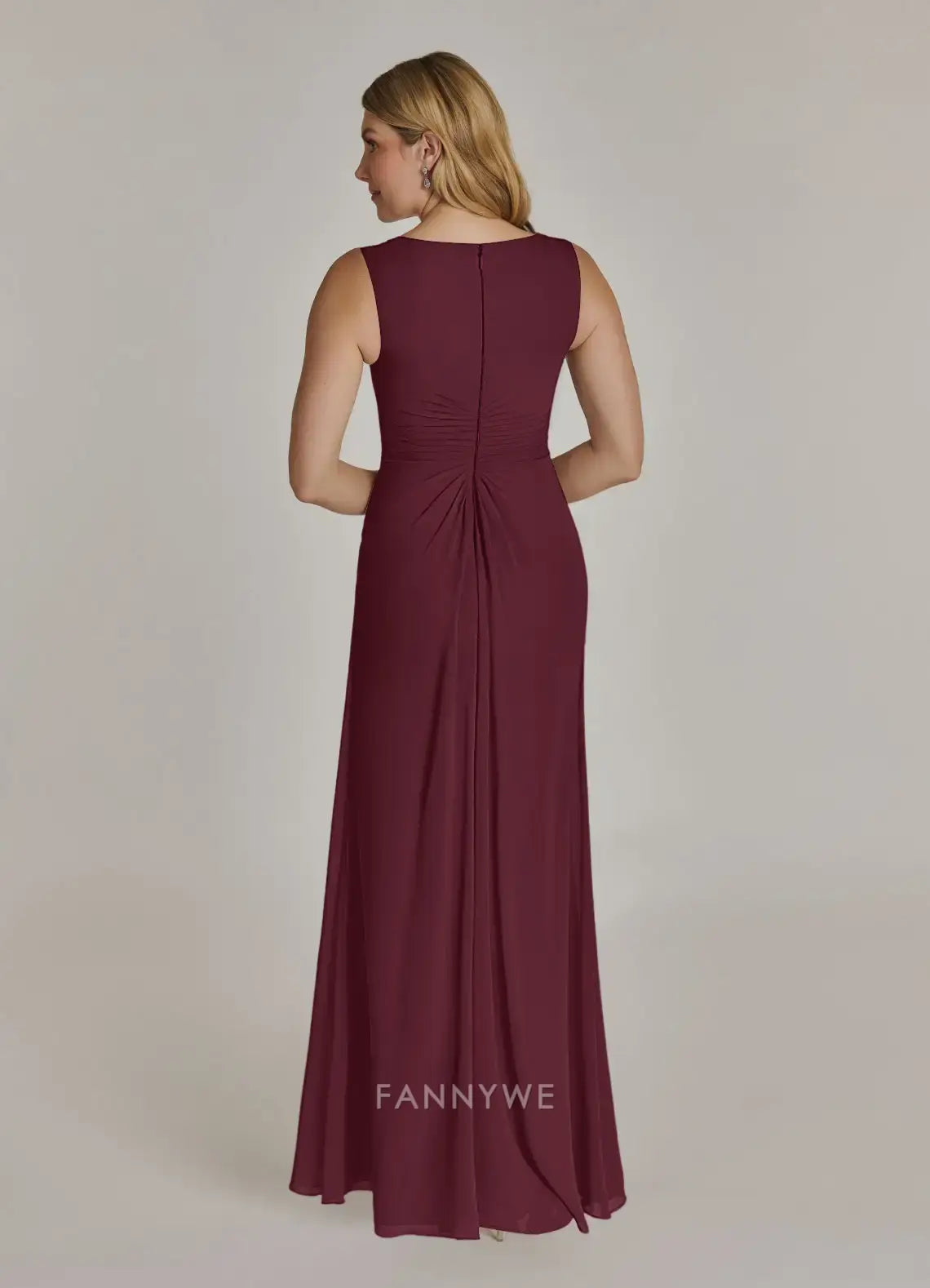 Elegant Plus size V-Neck Three-Quarter Sleeve Chiffon Maxi Dress with Ruffled Overlay Mother of the Bride Dress