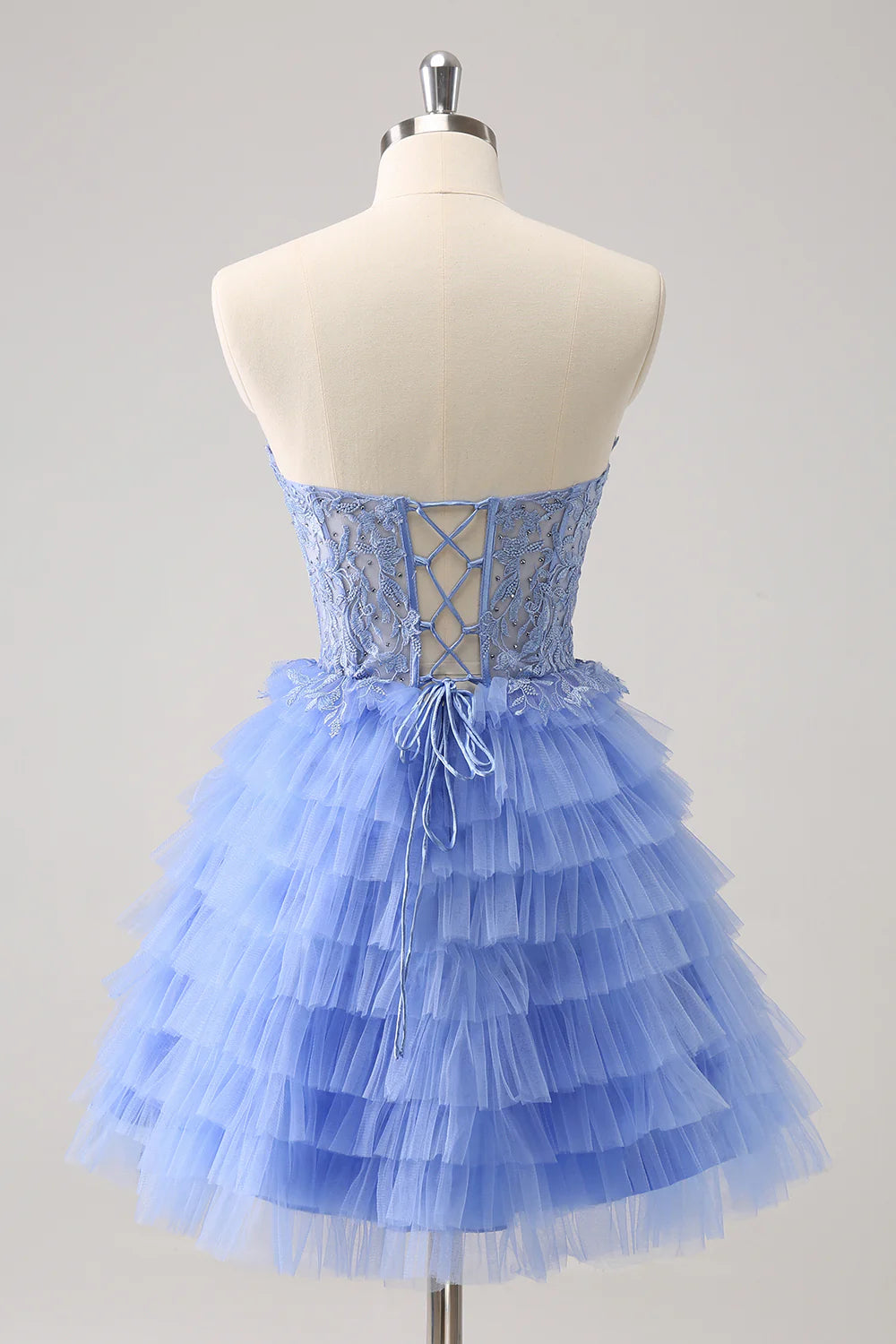 A-Line Sweetheart Corset Tulle Homecoming Dress with Lace