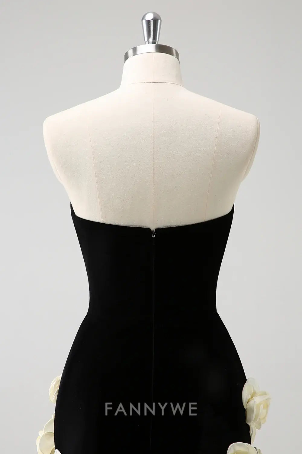 FannyWe Elegant Black Strapless Tight Short Homecoming Dress with 3D Flowers hot sale