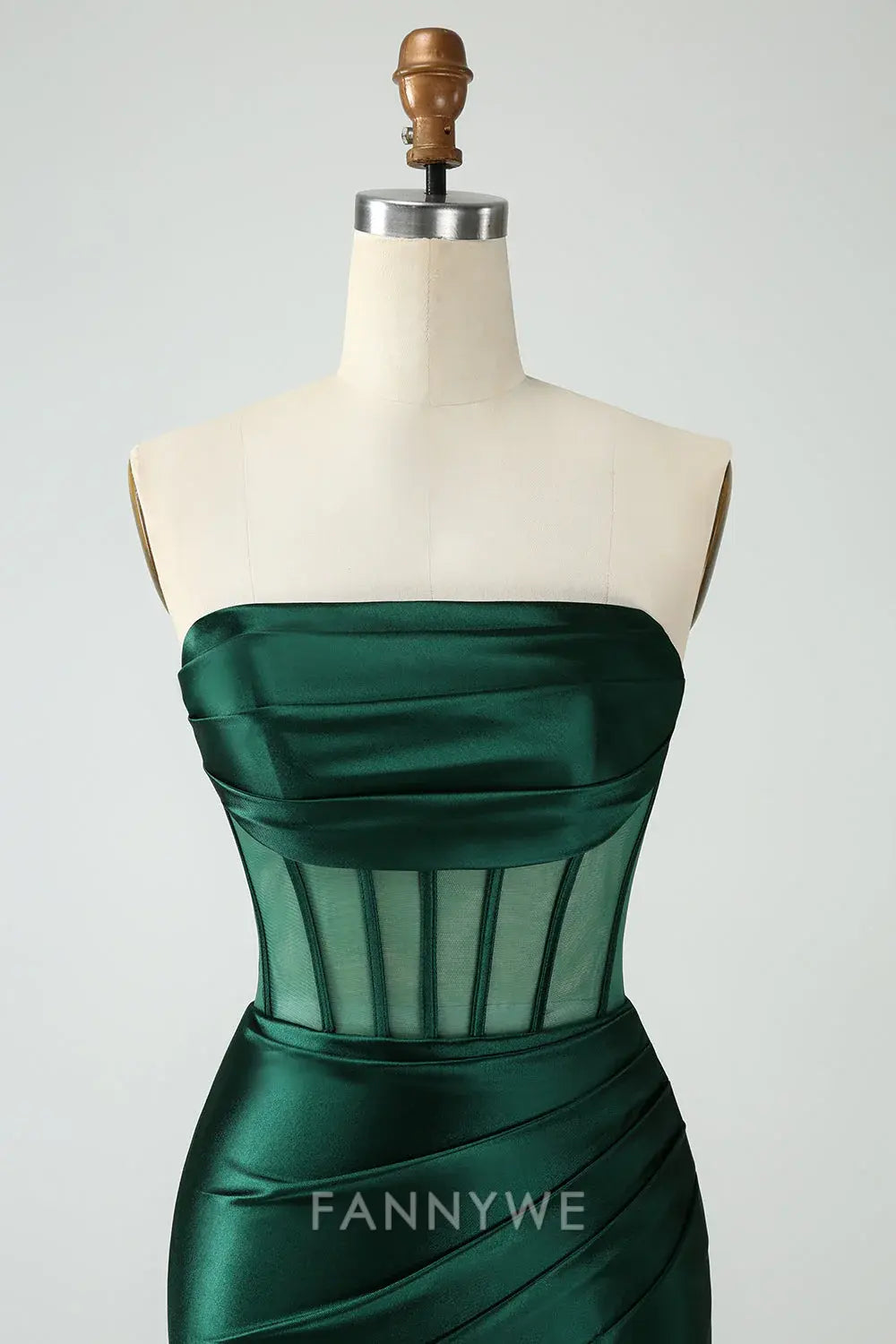 FannyWe Elegant Dark Green Corset Strapless Bodycon Short Homecoming Dress formal wear dresses