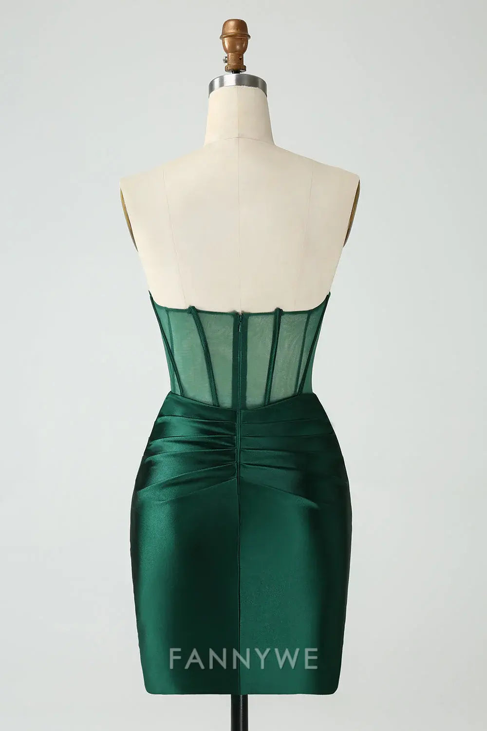 FannyWe Elegant Dark Green Corset Strapless Bodycon Short Homecoming Dress formal wear dresses