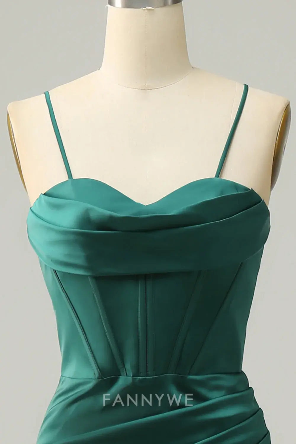 FannyWe Elegant Dark Green Spaghetti Straps Mermaid Prom Dress formal wear dresses