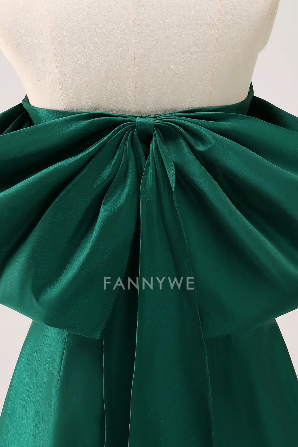 FannyWe Elegant Dark Green Strapless A Line Short Homecoming Dress with Bow formal wear dresses