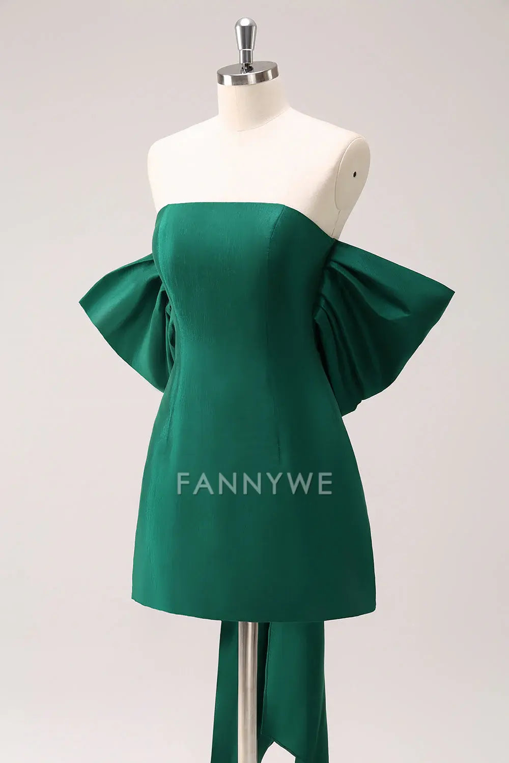 FannyWe Elegant Dark Green Strapless A Line Short Homecoming Dress with Bow formal wear dresses