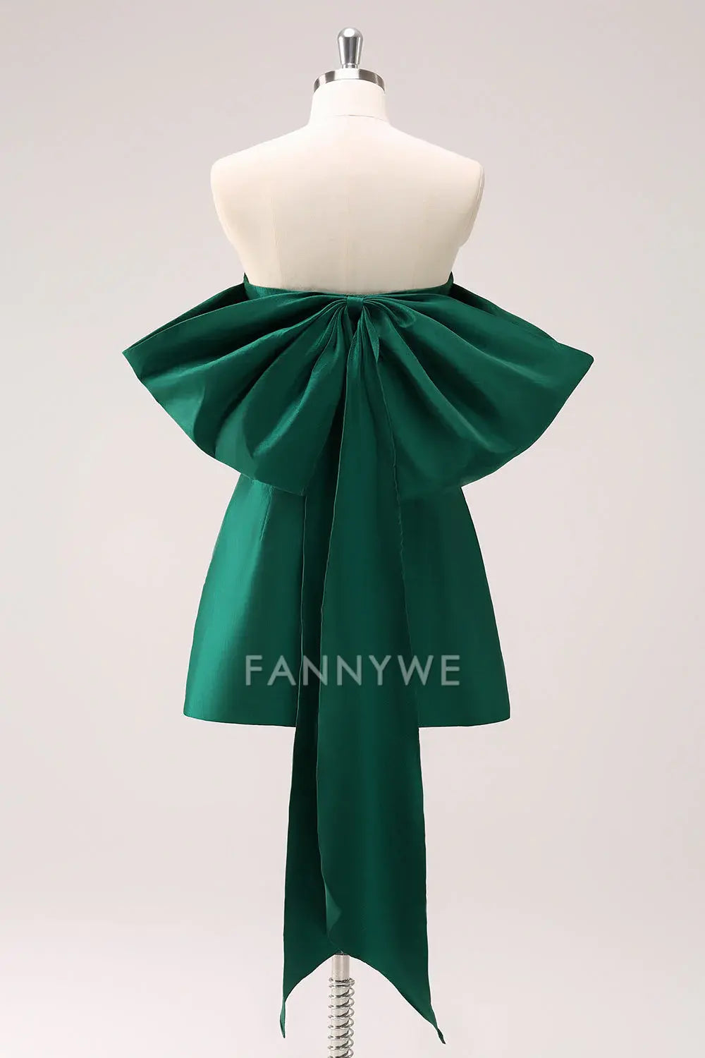 FannyWe Elegant Dark Green Strapless A Line Short Homecoming Dress with Bow formal wear dresses