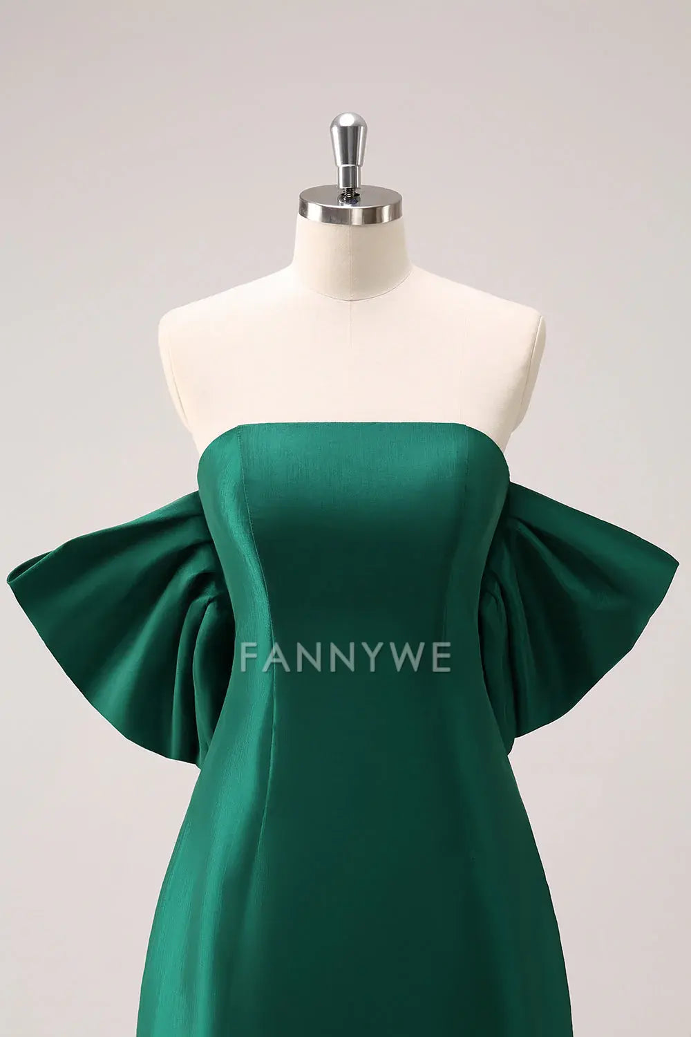 FannyWe Elegant Dark Green Strapless A Line Short Homecoming Dress with Bow formal wear dresses