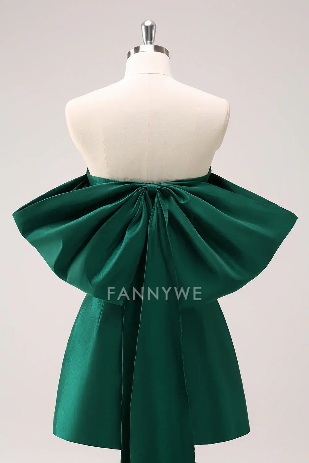 FannyWe Elegant Dark Green Strapless A Line Short Homecoming Dress with Bow formal wear dresses