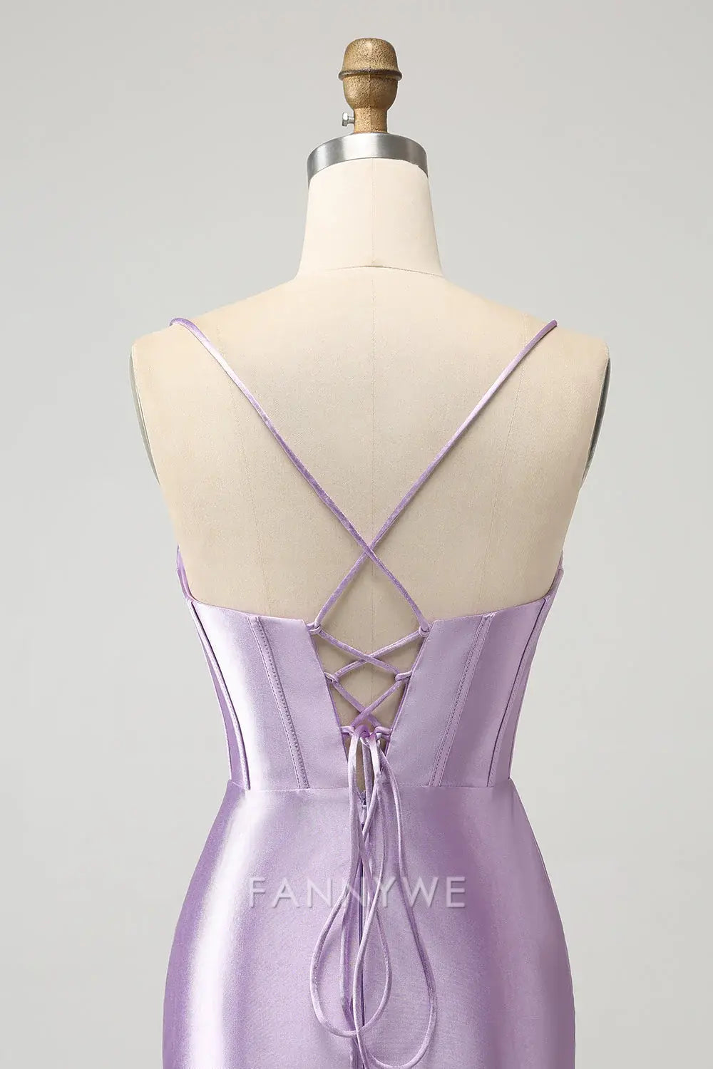 FannyWe Elegant Lilac Bodycon Spaghetti Straps Corset Satin Short Homecoming Dress formal wear dresses