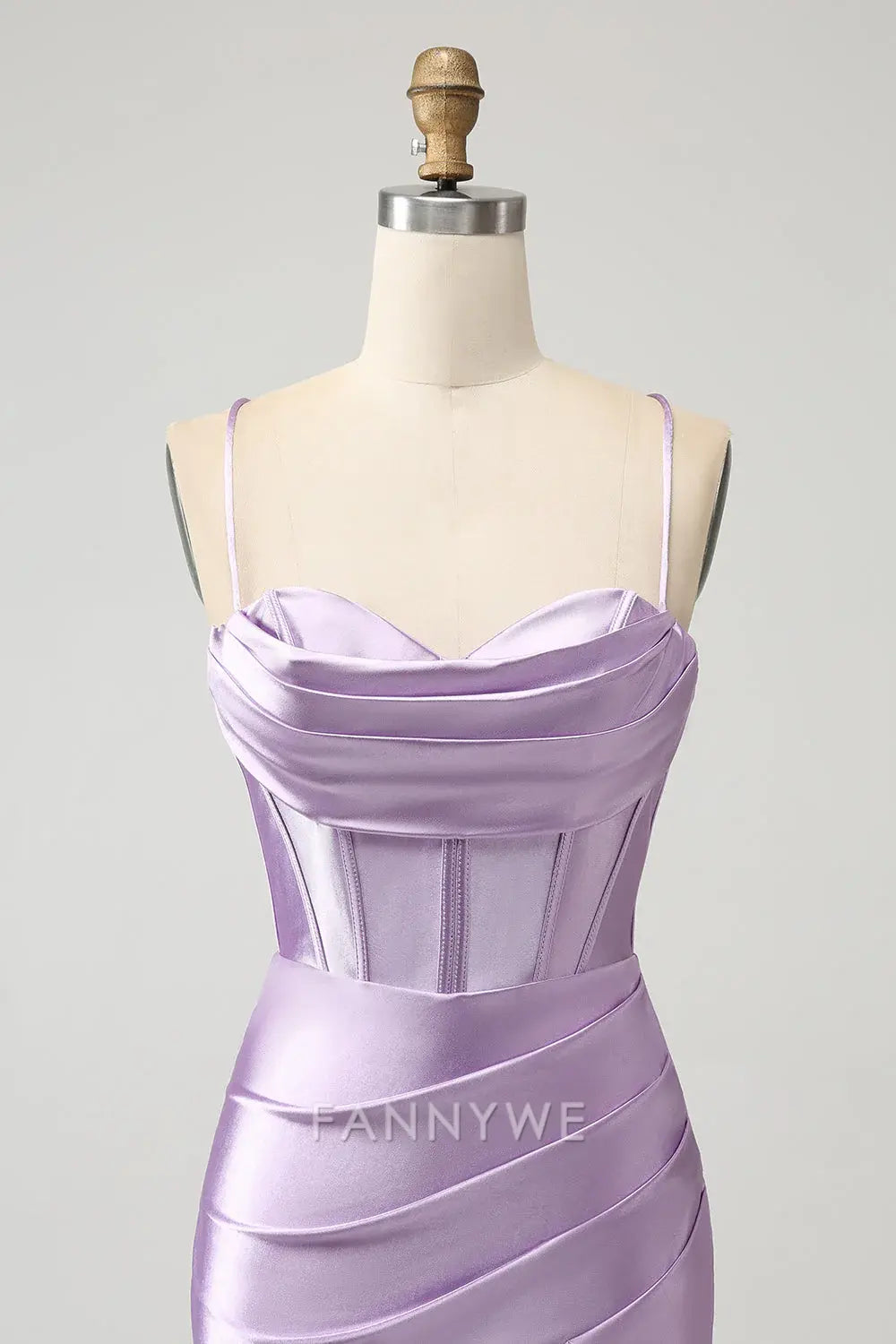 FannyWe Elegant Lilac Bodycon Spaghetti Straps Corset Satin Short Homecoming Dress formal wear dresses