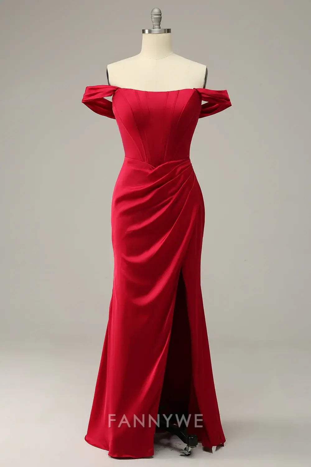 FannyWe Elegant Off The Shoulder Burgundy Sheath Prom Dress formal wear dresses