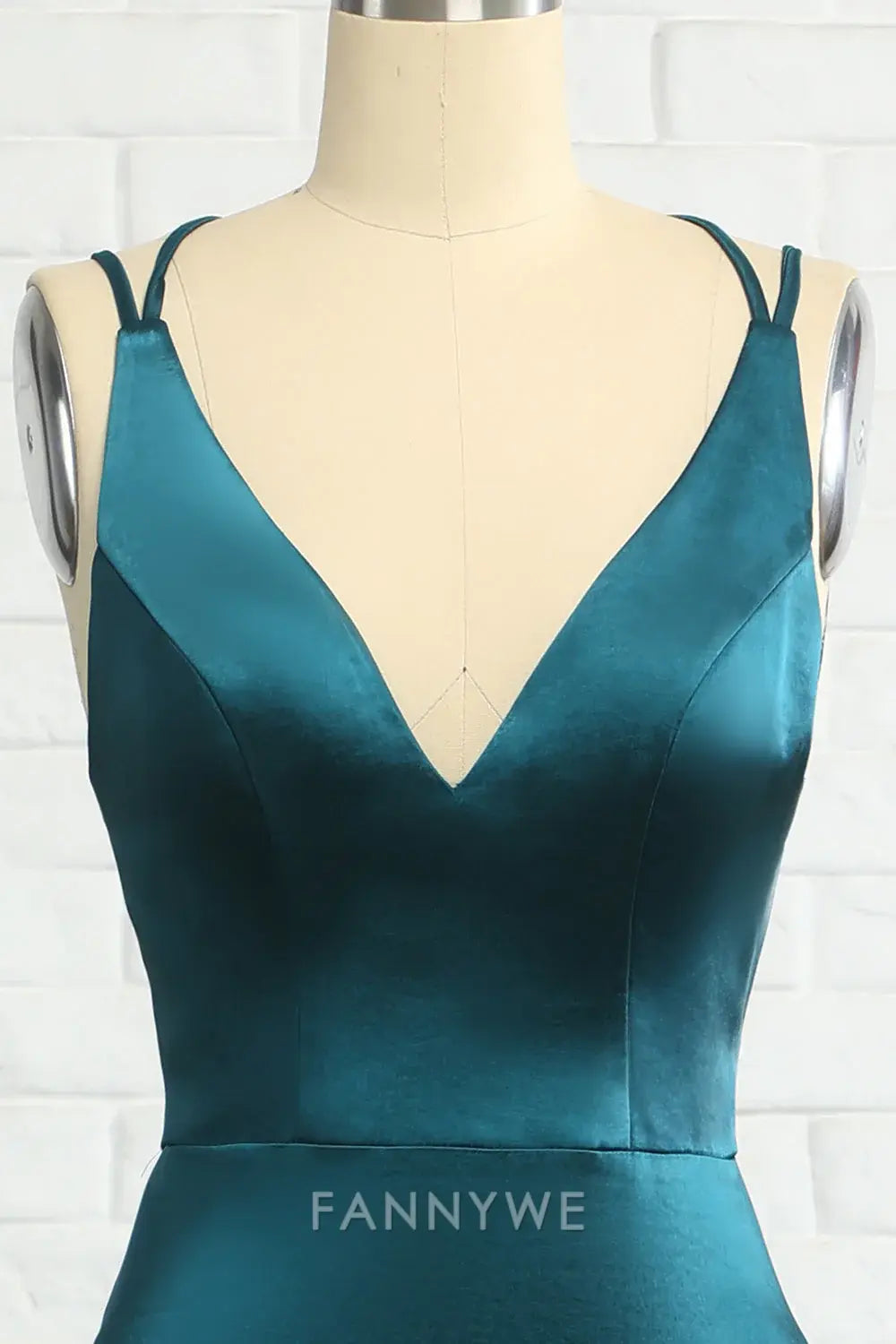 FannyWe Elegant Peacock Blue Mermaid Backless Long Prom Dress formal wear dresses