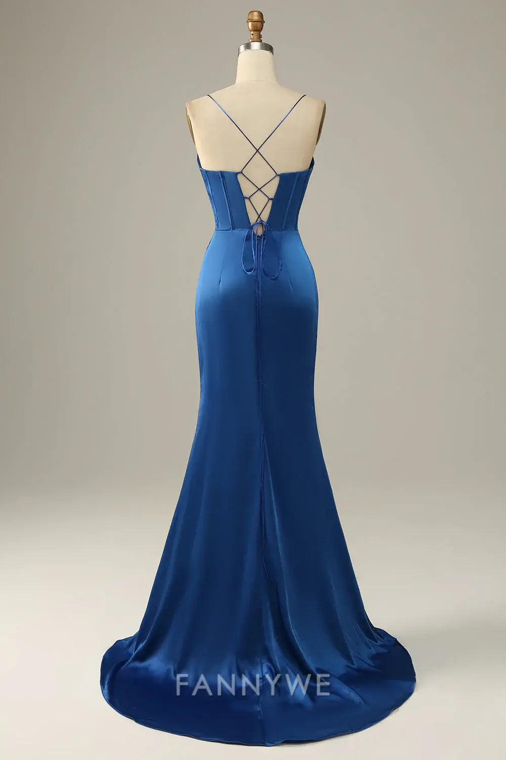 FannyWe Elegant Satin Cowl Neck Gown with Side Slit & Mermaid Silhouette formal wear dresses