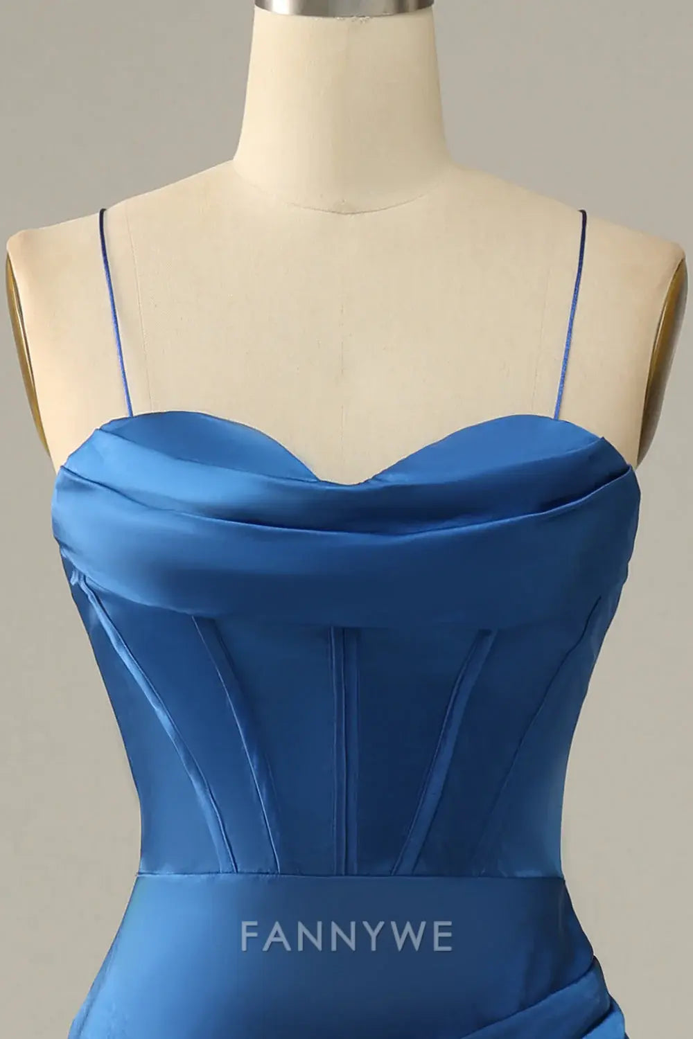 FannyWe Elegant Satin Cowl Neck Gown with Side Slit & Mermaid Silhouette formal wear dresses