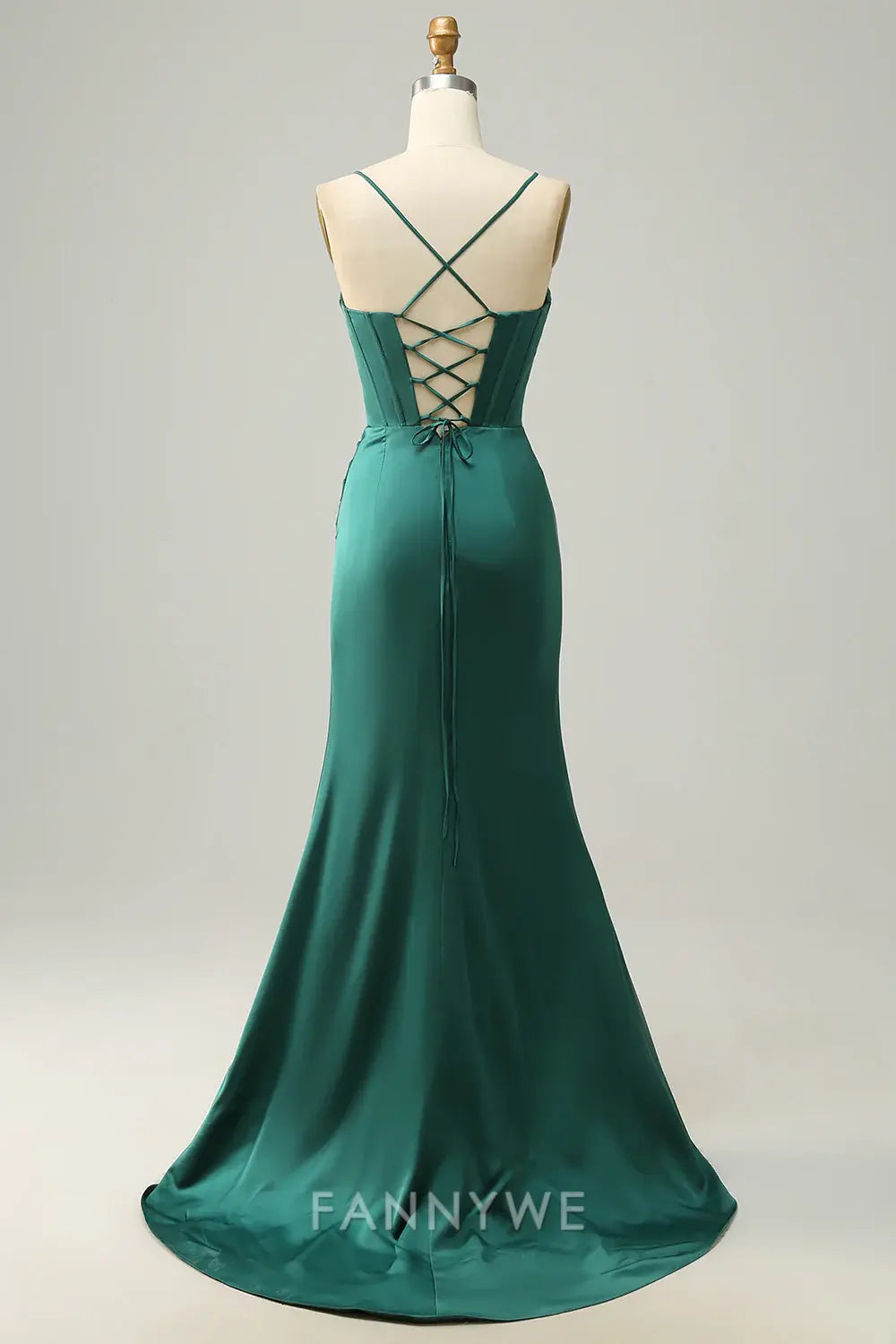 FannyWe Elegant Satin Cowl Neck Gown with Side Slit & Mermaid Silhouette formal wear dresses