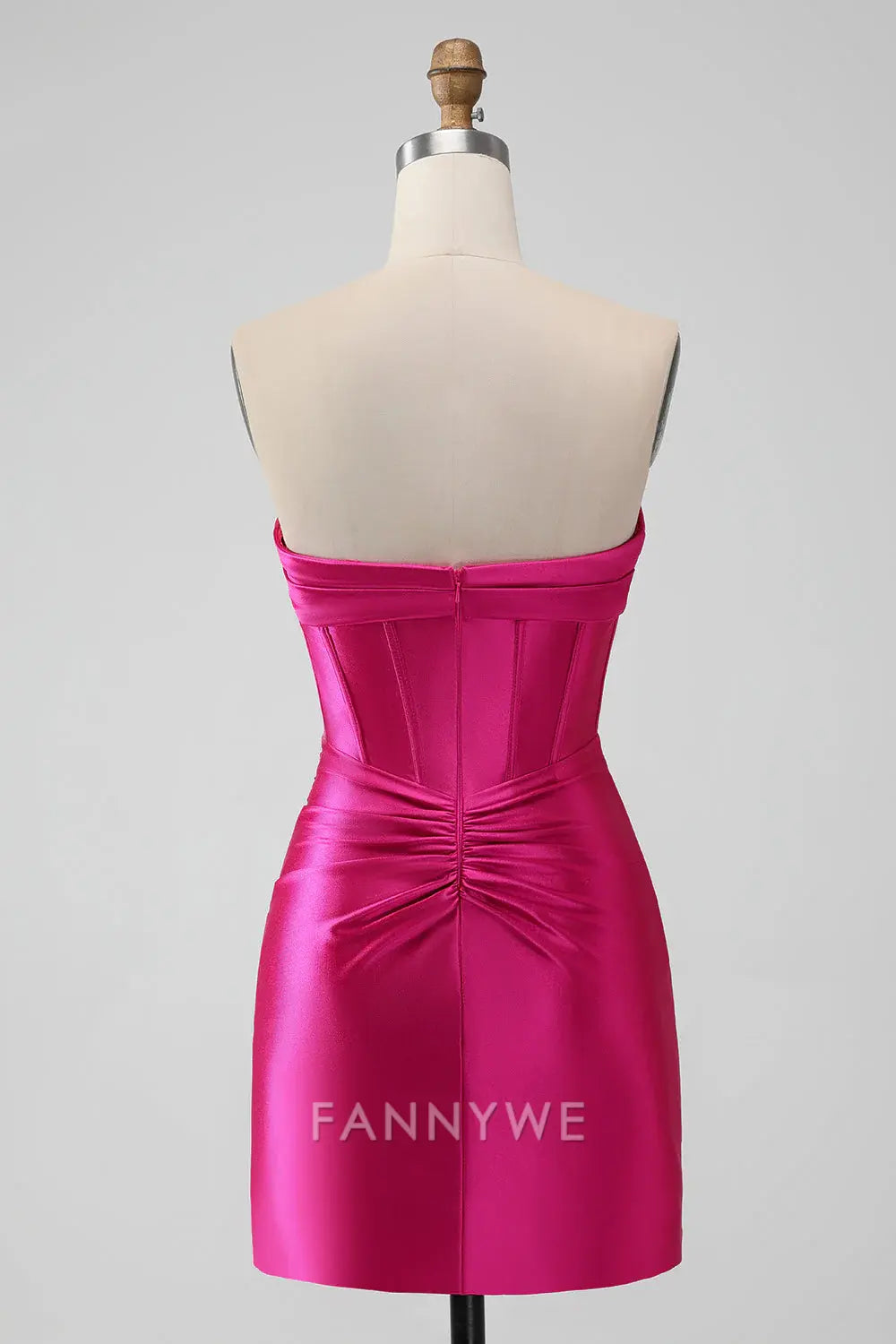 FannyWe Elegant Stylish Fuchsia Bodycon Sweetheart Satin Corset Short Homecoming Dress formal wear dresses