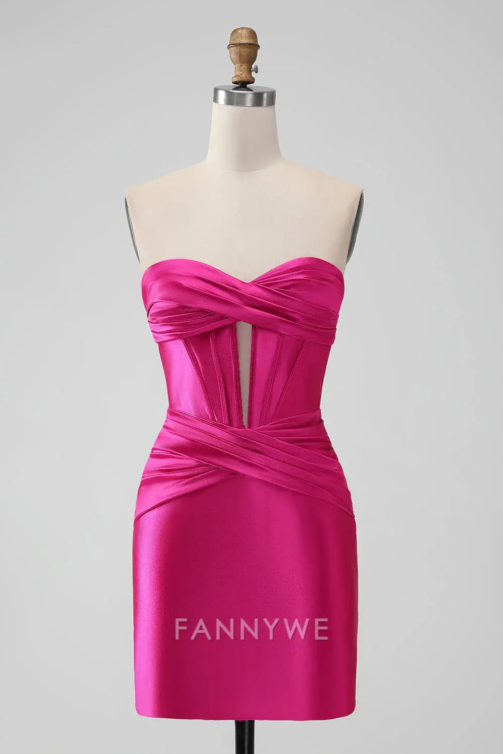 FannyWe Elegant Stylish Fuchsia Bodycon Sweetheart Satin Corset Short Homecoming Dress formal wear dresses