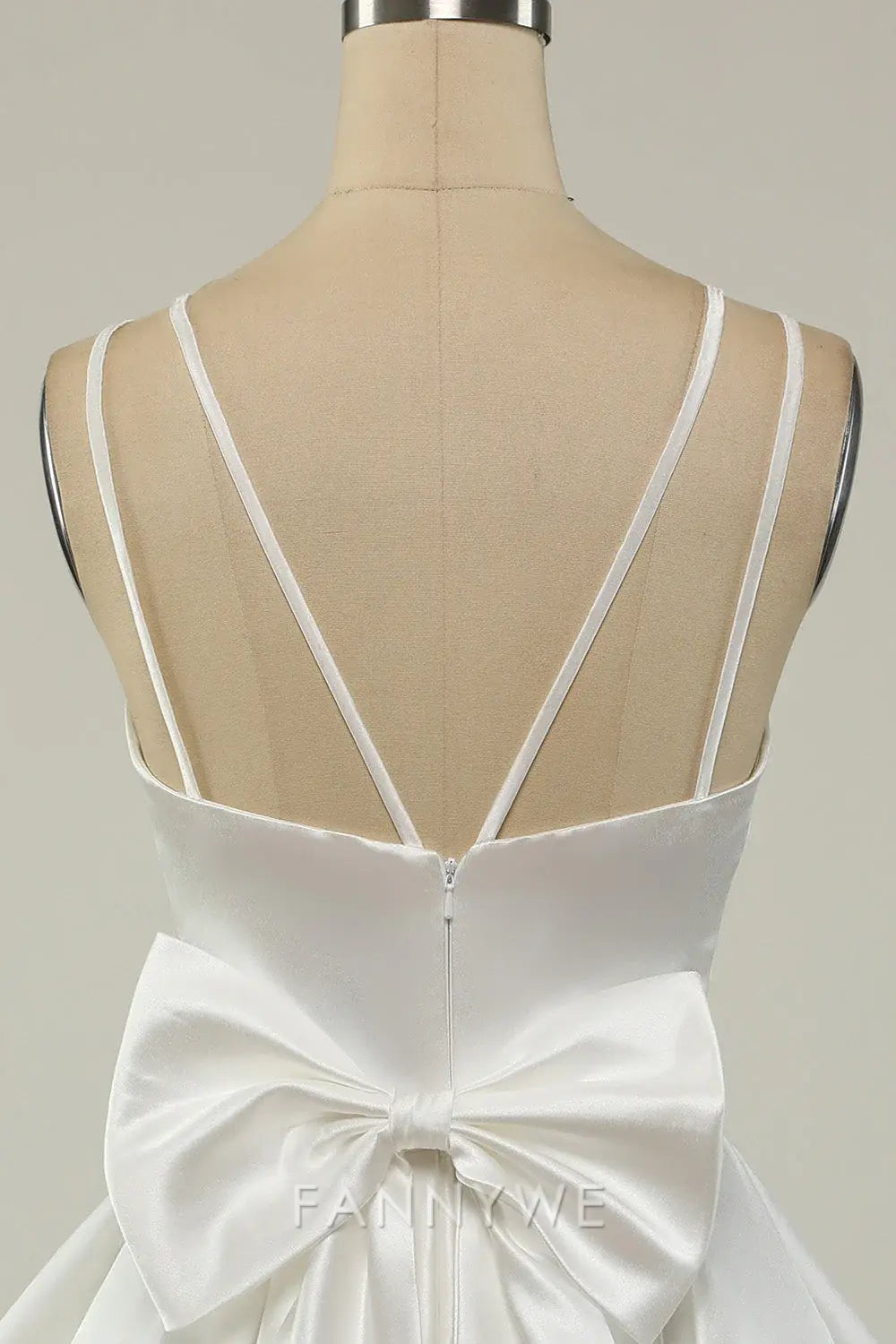 FannyWe Elegant Stylish Satin Mini Gown: Double Straps & Flared Silhouette formal wear dresses