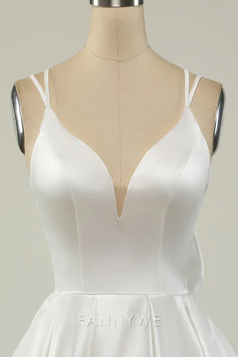 FannyWe Elegant Stylish Satin Mini Gown: Double Straps & Flared Silhouette formal wear dresses