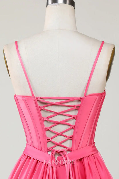 FannyWe Elegant Trendy A-Line Spaghetti Straps Fuchsia Short Homecoming Dresses hot sale
