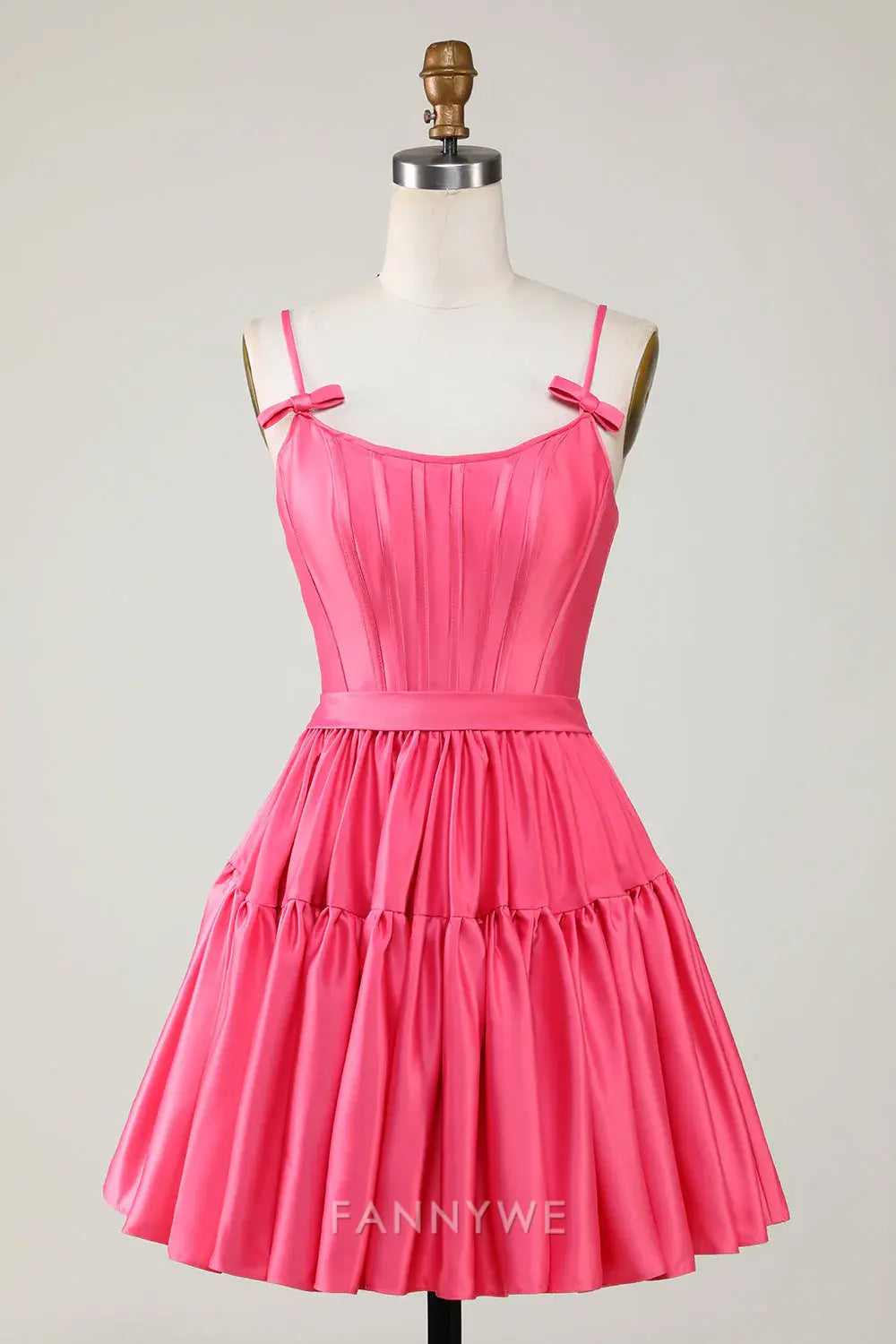 FannyWe Elegant Trendy A-Line Spaghetti Straps Fuchsia Short Homecoming Dresses hot sale