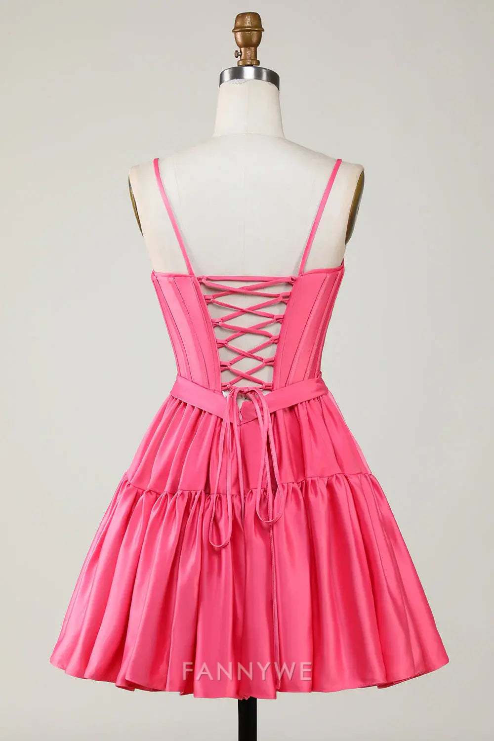 FannyWe Elegant Trendy A-Line Spaghetti Straps Fuchsia Short Homecoming Dresses hot sale